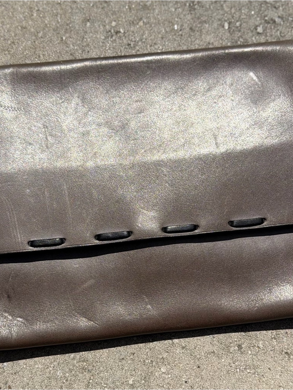 Classic Brown Leather Wristlet Clutch